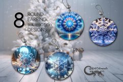Christmas snowflake | xmas Round earring Sublimation Product Image 1