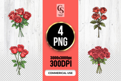 Red Rose Bouquets Illustration Clipart Sublimation PNG Product Image 1