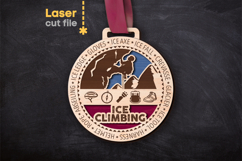 Ice Climbing Sport Medal SVG laser cut files for Glowforge Product Image 1