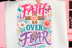 Faith over Fear Christian Floral Cross Product Image 1