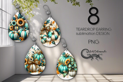 Pumpkin season | autumn Teardrop Earring Sublimation design Product Image 1
