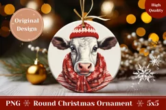 Christmas Product Tag Design, Christmas Cow Ornament PNG Product Image 1