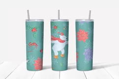 Christmas polar bear Skinny tumbler wrap design Product Image 3
