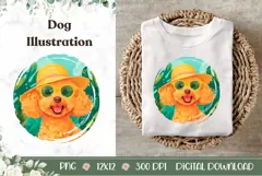 Summer Poodle Illustration, Tropical Poodle Dog PNG Product Image 1