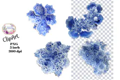 Blue Toile, Ephemera, PNG, Clipart, Junk Journal, flowers Product Image 1