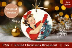 Vintage Christmas Ornament, Retro Woman Ornament Template Product Image 1