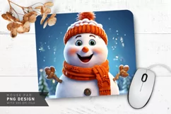 Snowman with Earmuffs and Cozy Scarf Mouse Pad PNG Product Image 1