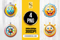 Cute Compass Characters Clipart Sublimation PNG Product Image 1
