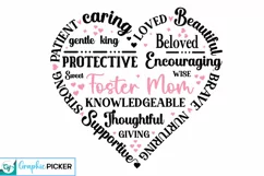 Foster Mom Heart Shape SVG | Mother's Day Heart SVG PNG Product Image 1