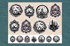 Halloween Black &amp; White Stickers design PNG Product Image 2