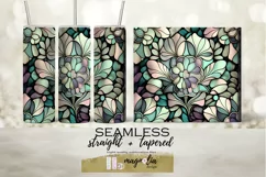 STAINED GLASS FLORAL sublimation tumbler wrap design png Product Image 2