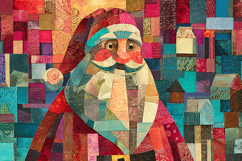 Modern Patchwork Santa Claus Collage Background Abstract Product Image 1