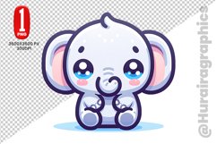 Cute Elephant Clipart - PNG File Product Image 1