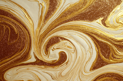 Swirling gold &amp; white marble patterns on a brown background Product Image 1