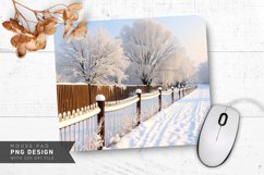 Snowy Path with Glowing Lanterns Mouse Pad PNG Product Image 1