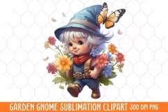 Garden Gnome Sublimation clipart, Watercolor Clipart Product Image 1