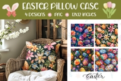 Easter Pillow Designs, Easter Eggs Print, Floral Pillow Product Image 1