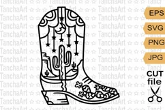Cowboy boot cut file svg, png American desert Cactuses cut Product Image 1