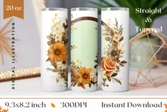 Watercolor Floral Wreath Tumbler Wrap, Flower Sublimation Product Image 1