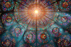 Radiant Stained Glass Dome Mandala Background Art Product Image 1