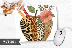 Artistic Apple Design with Animal Print Creative Mouse Pad Product Image 1