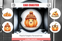 Car Coaster Cute Pumpkin Faces Product Image 1