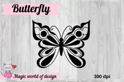 Butterflies svg Black Line Art Hand Drawn Graphic Product Image 2
