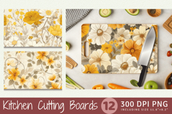 Beige &amp; Yellow Flowers Cutting Boards sublimation Design Product Image 1
