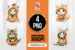 Watercolor Pumpkin Cat Clipart Sublimation PNG Product Image 1