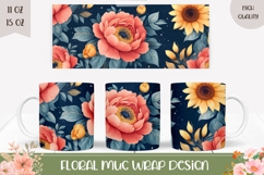Spring Flowers Mug Wrap, Peony Mug Sublimation Product Image 1