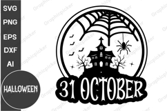 31 October Round Sign SVG, Halloween SVG Design Product Image 1