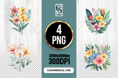 Watercolor Floral Bouquet Clipart Sublimation PNG Product Image 1