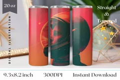 Space Tumbler Wrap Design, Astronaut Tumbler Sublimation PNG Product Image 1