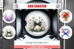 Vintage Floral Bow Car Coaster Product Image 1