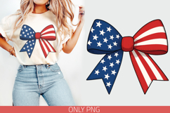 4th of July PNG | USA Flag Bow Clipart | Sublimation Design Product Image 1