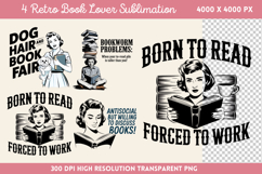Retro Book Lover Sublimation Clipart Bundle PNG Product Image 2