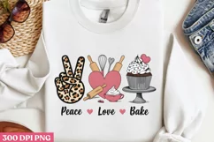 Peace, Love, Bake PNG, Kitchen Quotes Clipart PNG Product Image 2