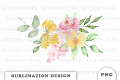 Watercolor Flowers Bouquet png Product Image 1