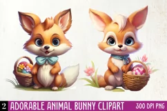 Adorable Animal Bunny Clipart, Watercolor Clipart Product Image 1