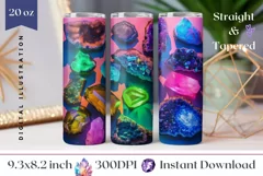 Gemstones Tumbler Wrap Design, Sublimation Tumbler Minerals Product Image 1