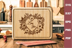 Valentine's Day Cutting Board SVG, Flowers Laser file Product Image 1