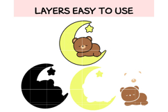 Cute Sleeping Teddy Bear on Moon SVG Bundle | Baby Shower &amp; Product Image 3