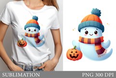 Cute Ghost Sublimation. Cute Ghost T-Shirt Sublimation Product Image 1
