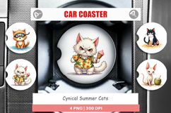 Cynical Summer Cats Car Coaster Product Image 1