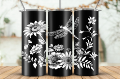 20oz Skinny Tumbler laser svg Wildflowers and Dragonfly wrap Product Image 1
