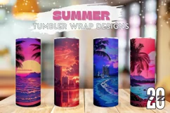 Summer Tumbler Sublimation, Sunset Tumbler Wrap Design Product Image 1
