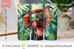 Tropical Tumbler Wrap, Doberman Pinscher Tumbler Sublimation Product Image 1
