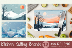 Whimsical Winter Landscape Cutting Boards sublimation Design Product Image 1