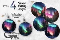 Northern Lights | 4 Round earring xmas sublimation designs Product Image 1