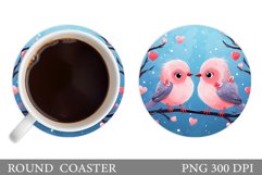 Valentines Bird Coaster. Cute Bird Hearts Coaster Design Product Image 1